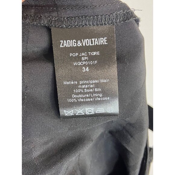 Zadig & Voltaire Pop Jacquard Tigre Silk Pants Black-sz 34 (US XS) - Picture 6 of 15